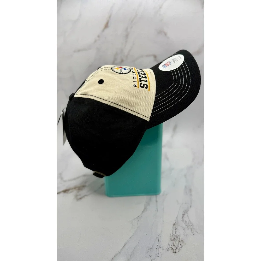 NFL Pittsburgh Steelers‎ Hat Adjustable Cap Black Cream Two Tone Headwear NEW - Picture 9 of 13